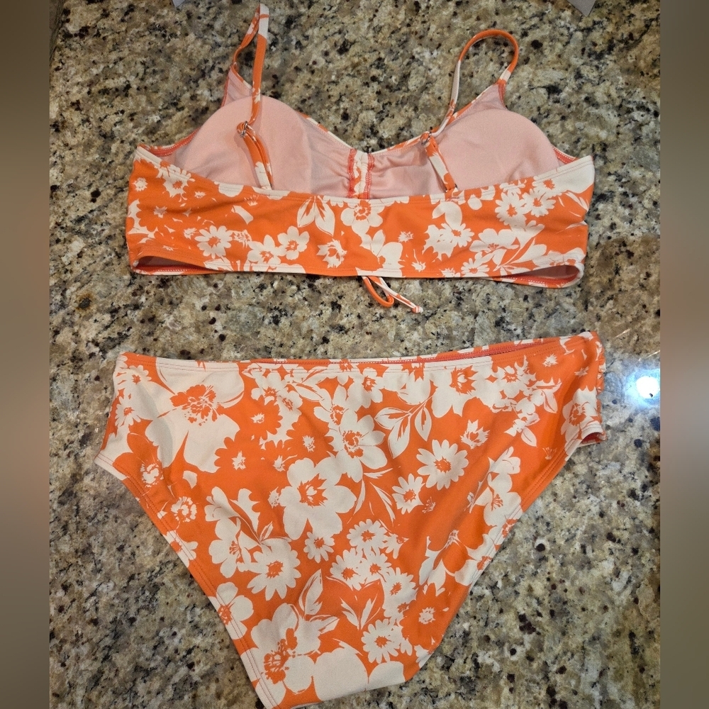 Cupshe Coral and Cream Floral Drawstring Bikini - Picture 9 of 9